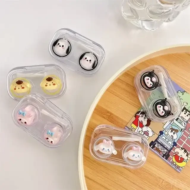 Porta Lentes Transparente Kawaii + Pinza + Aplicador  2