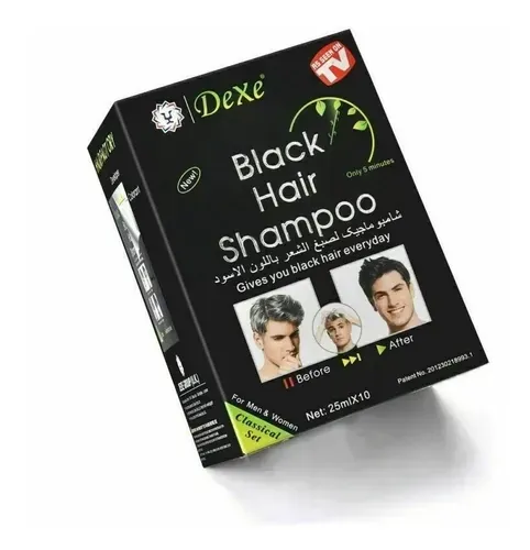 Shampoo Black Hair de Dexe en Caja x 10 Sobres