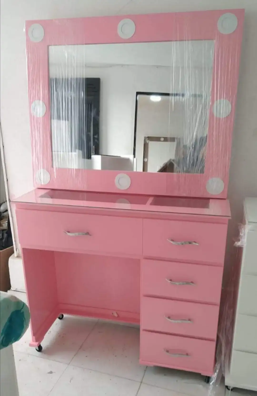 Tocador Hollywood rosa