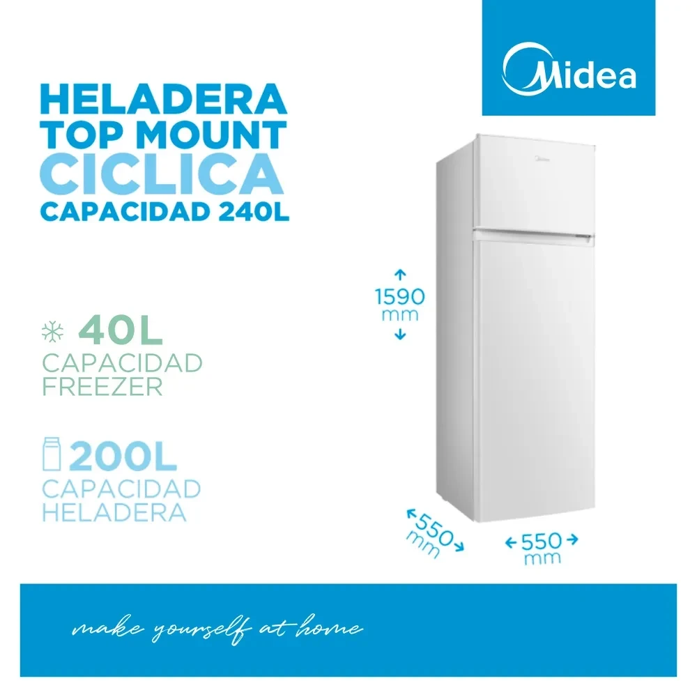 HELADERA TOP MOUNT MIDEA CICLICA 240LTS BLANCA ‼️SOLO POR PEDIDOS ‼️  2