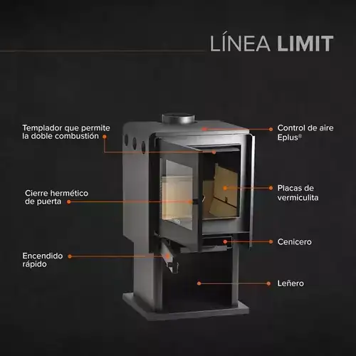 Estufa a leña 10600W Limit 380 negro Bosca 2