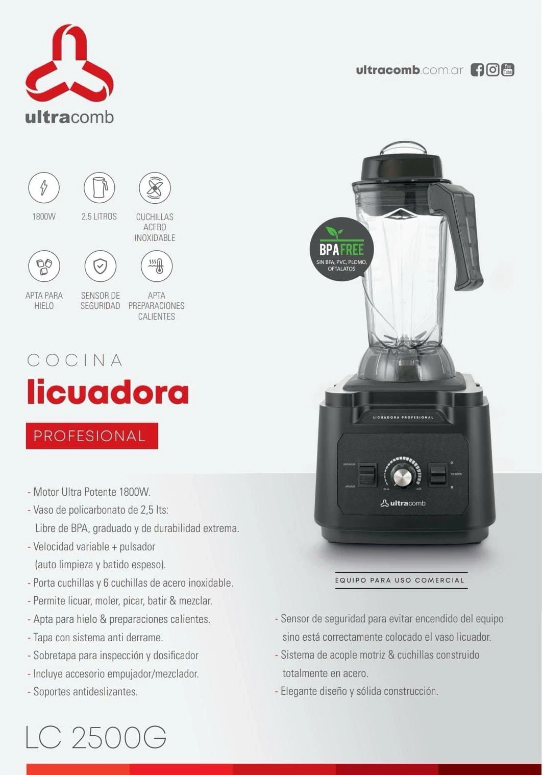Licuadora Profesional Ultracomb 