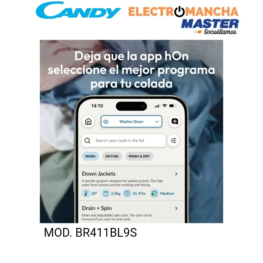 LAVADORA CANDY BR411BL9S 11 KILOS 1400 RPM CLASE A-30% 8