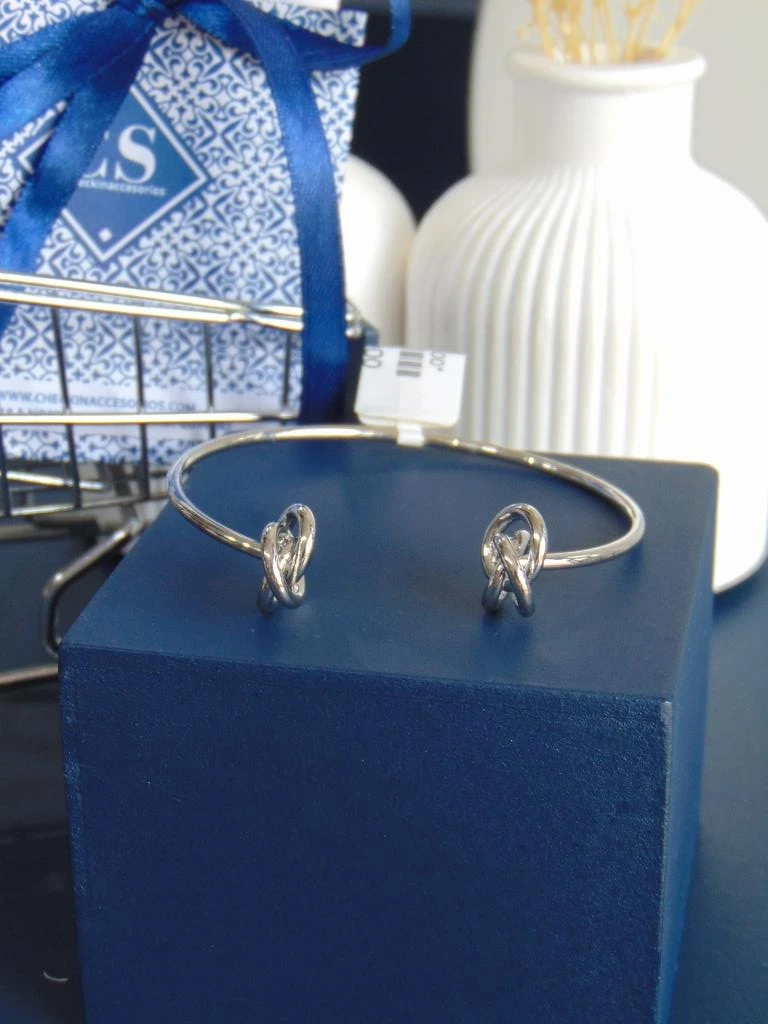 PULSERAS ACERO PLATE ARO NUDOS 2