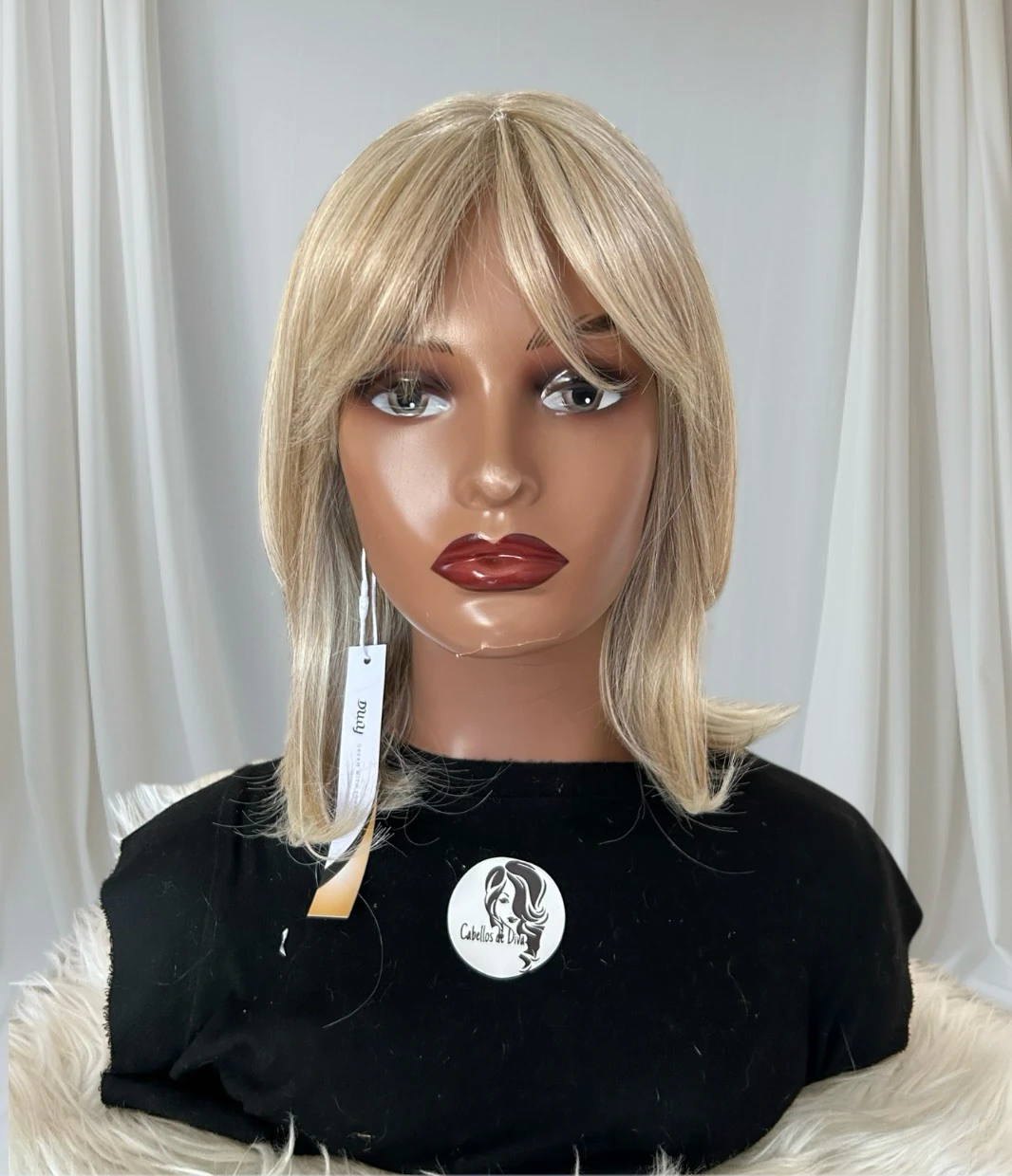 Peluca rubia platino con frontal , 14 pulgadas
