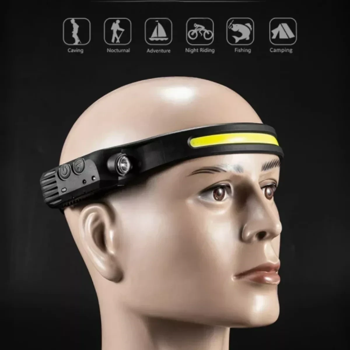 Linterna Frontal Con Sensor Recargable Foco Cabeza