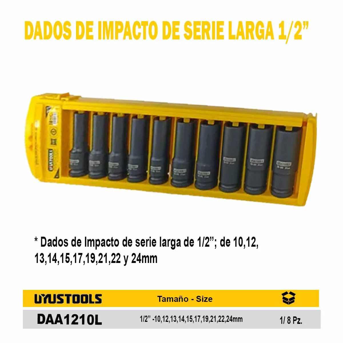 SET DADO IMPACTO 1/2 NEGRO UYUST CCX80