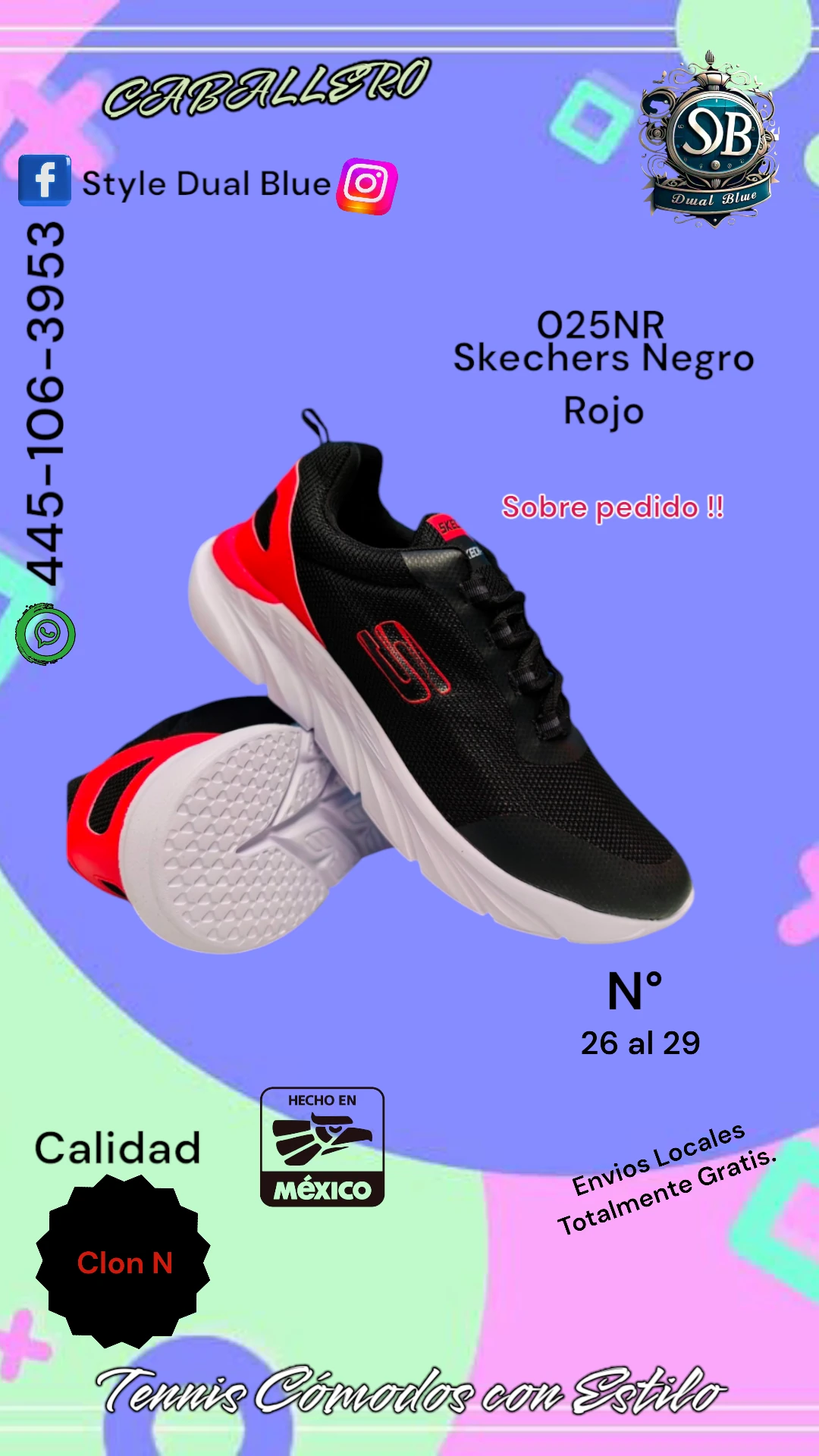 Skechers Negro Rojo