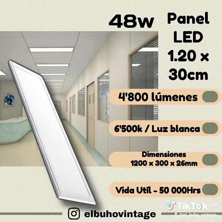 Panel LED 1.20x30cm 48w