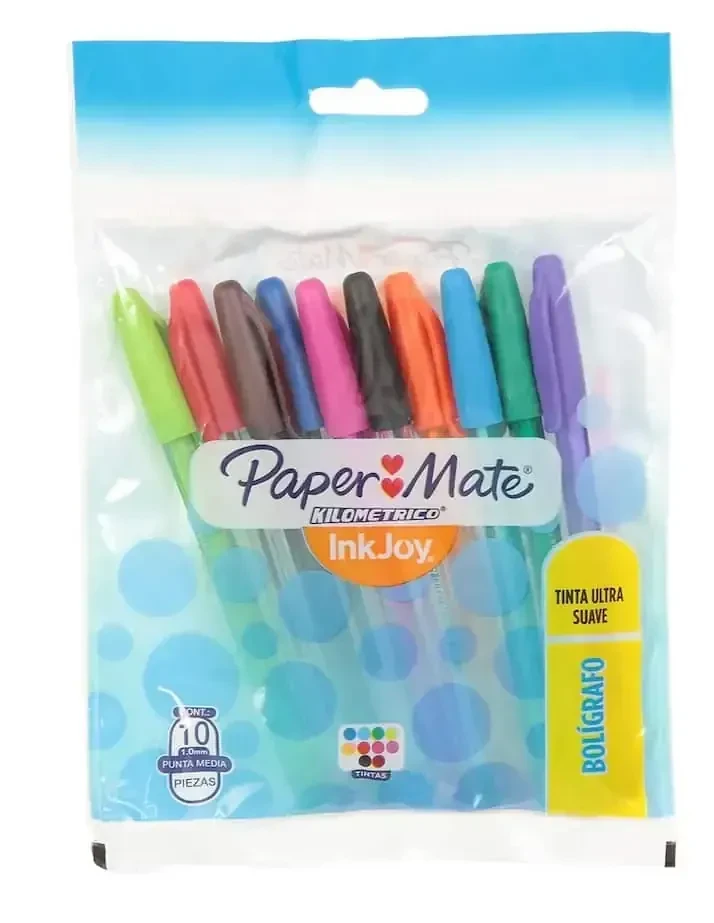 Bolígrafo papermate en bolsa con 10 colores diferentes  2