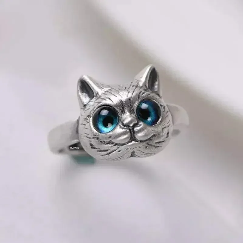 ANILLO GATO OJOS AZUL 