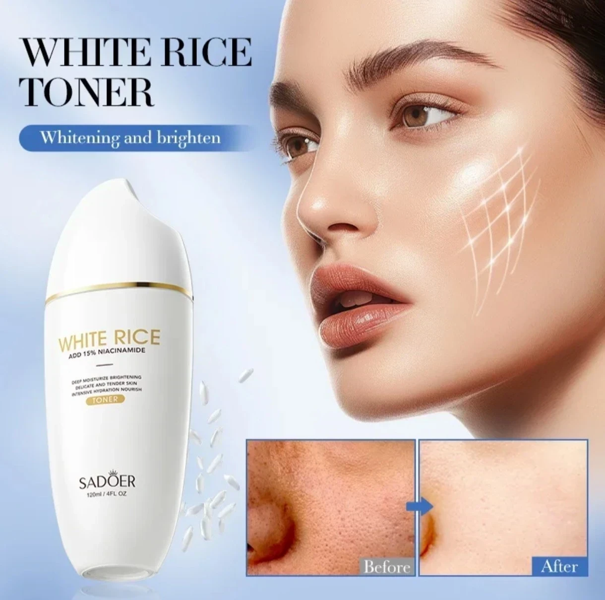 SADOER White Rice Toner – Tono uniforme y piel renovada 🥰❤️
