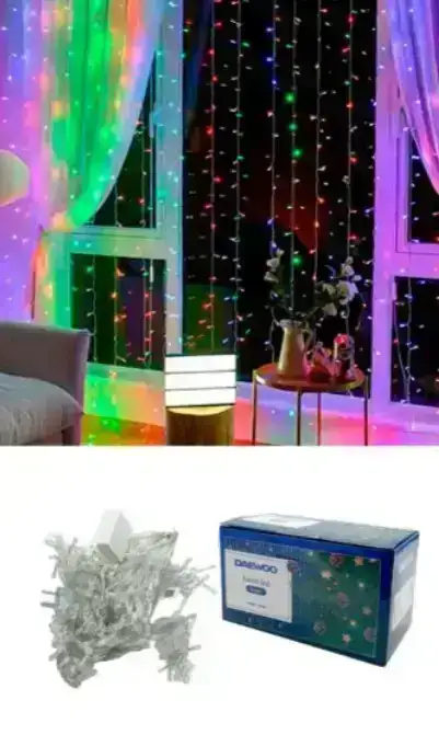 Cortina led DAEWOO 192 luces 3m x 2m 10 secuencias a 220v