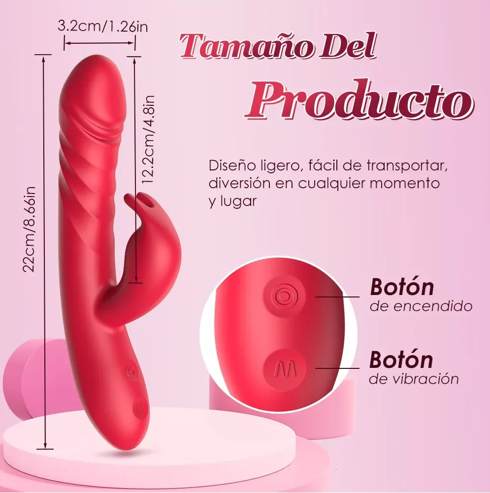 Vibrador Dildo Telescópica Estimulador Clítoris 2