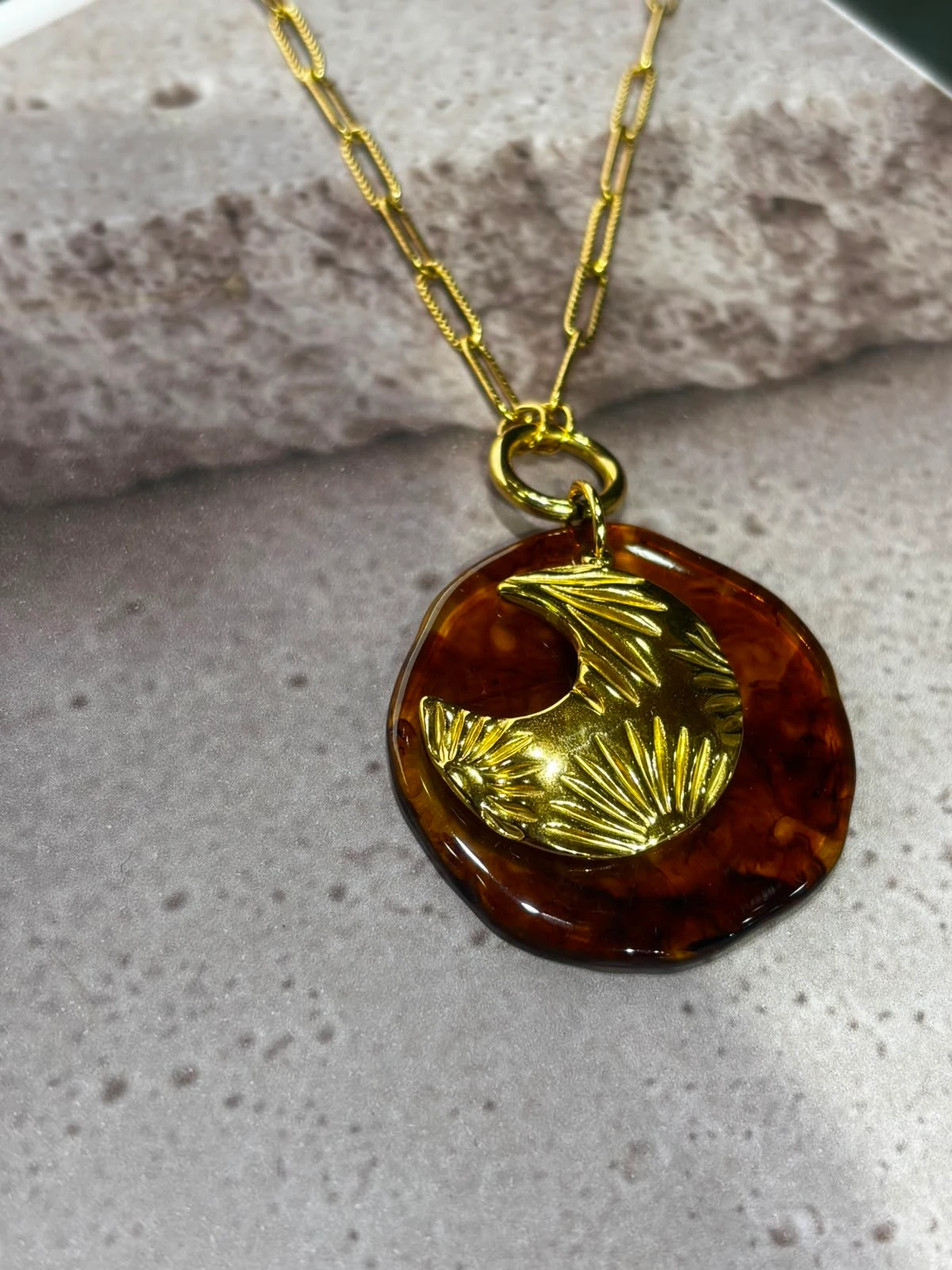 collar acero con enchape en oro 
