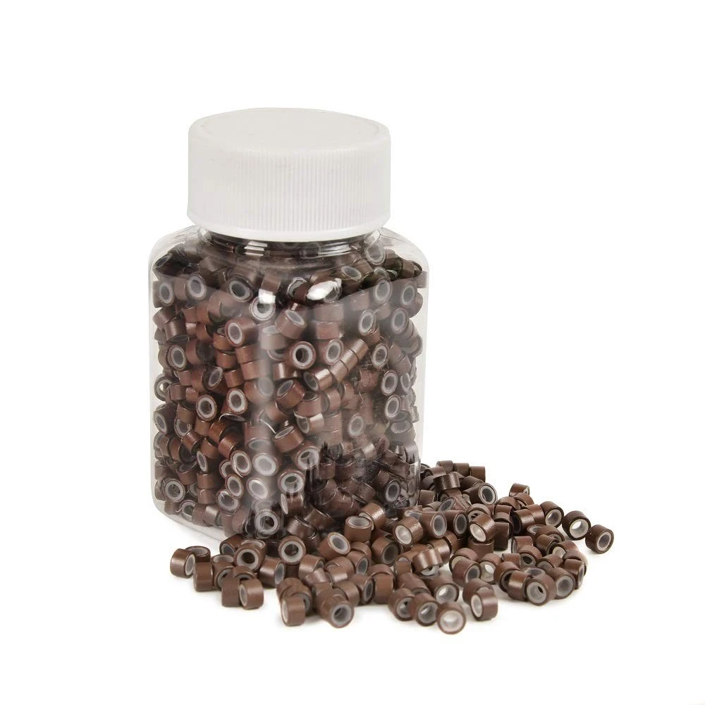 Microring Color Café con Goma para Extensiones de Cabello