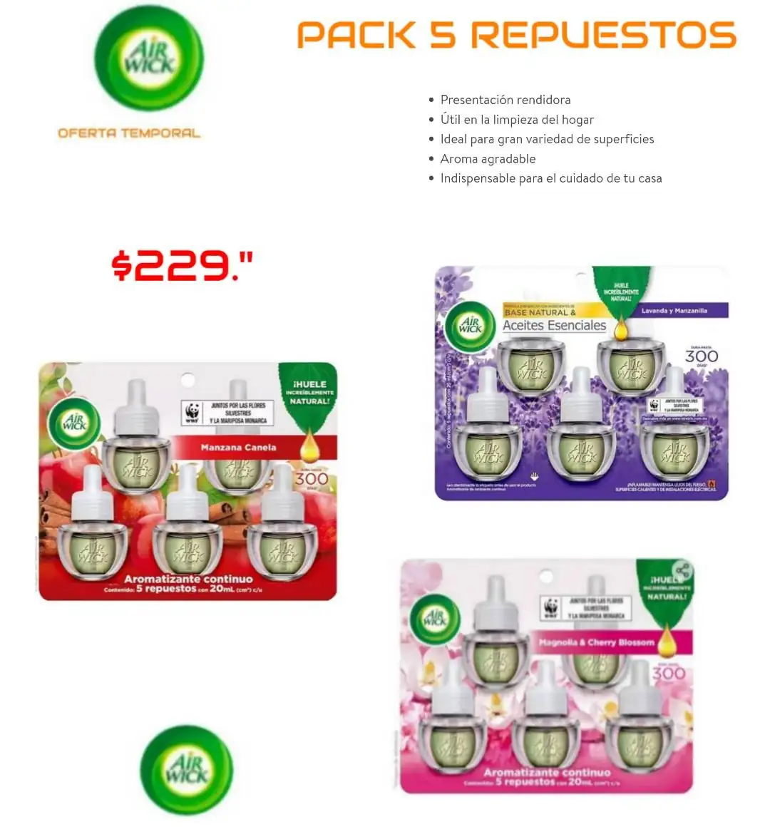 Air Wick 5 Pack 20ml c/u. 