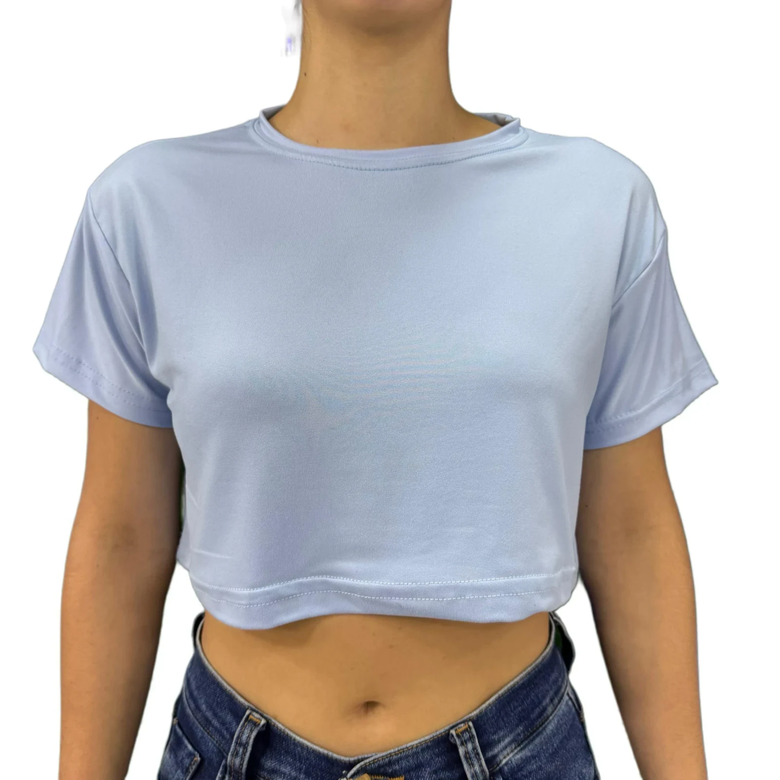  Crop Top Azul Hortensia Camiseta