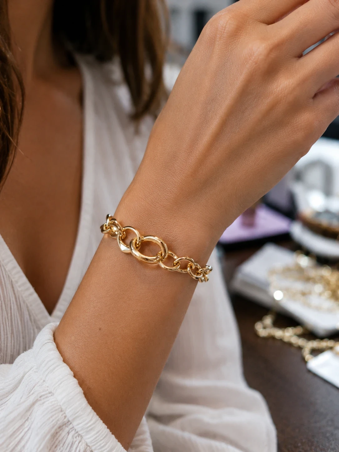 Pulsera oro doble laminado 