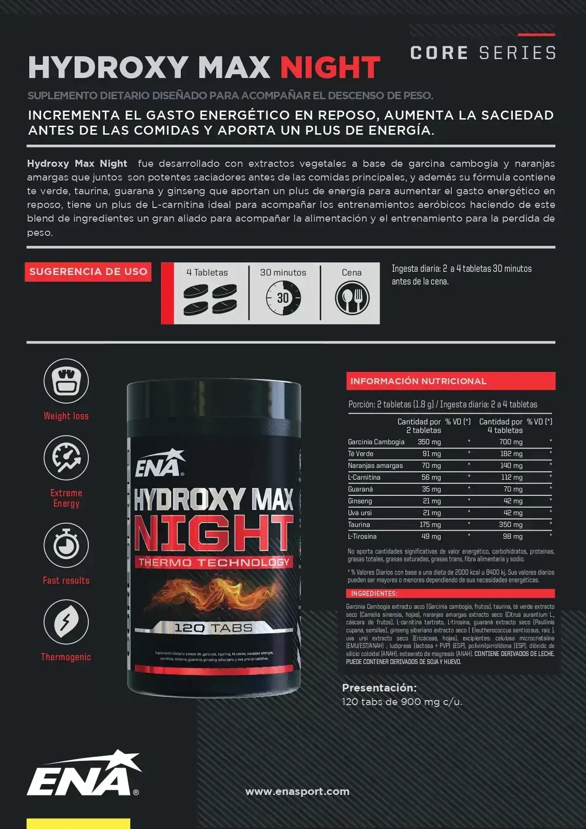 Hydroxy Max Night (sin cafeína) 2