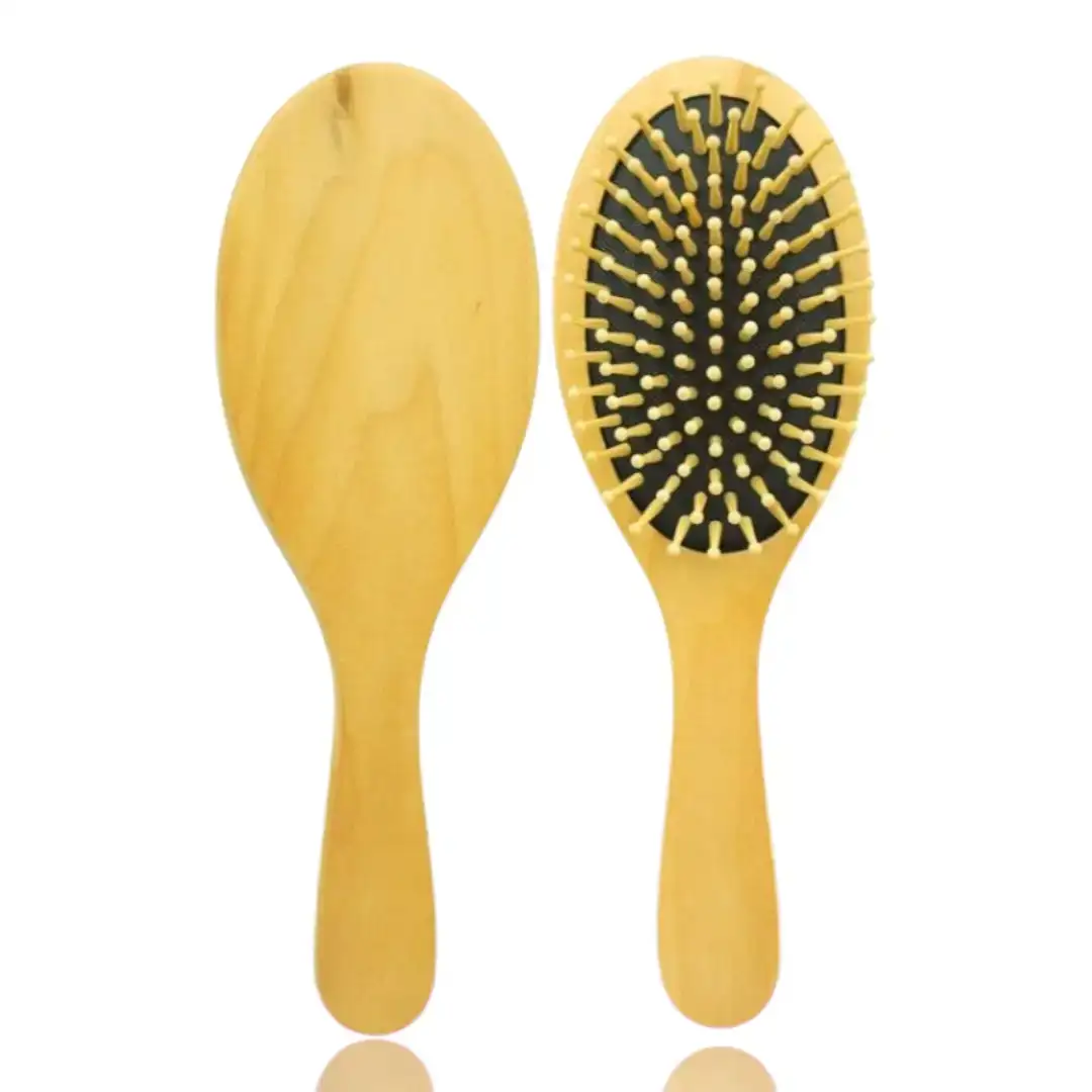 Cepillo de Madera Ovalado para Cabello. Plano