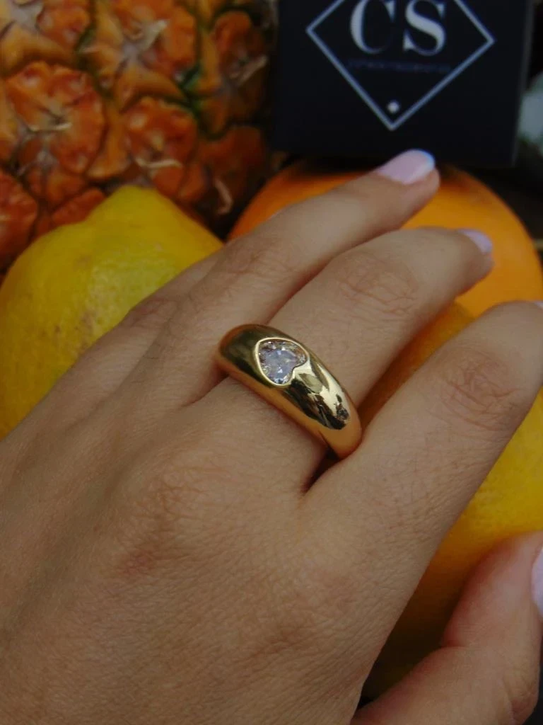 ANILLO ACERO DOR GLOBO MAXI LISO CORAZON 2