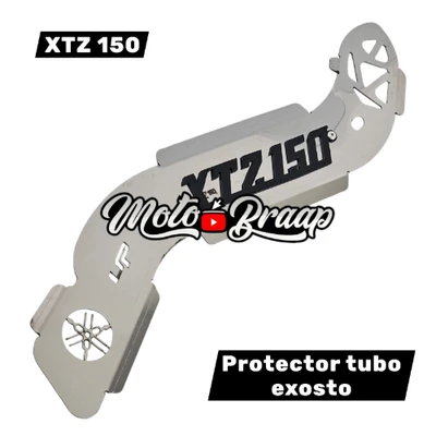 AC XTZ 150 PROTECTOR TUBO EXOSTO TUBO EXOSTO XTZ 150 3D CROMO LOGO NEGRO URUS TUB1283-01