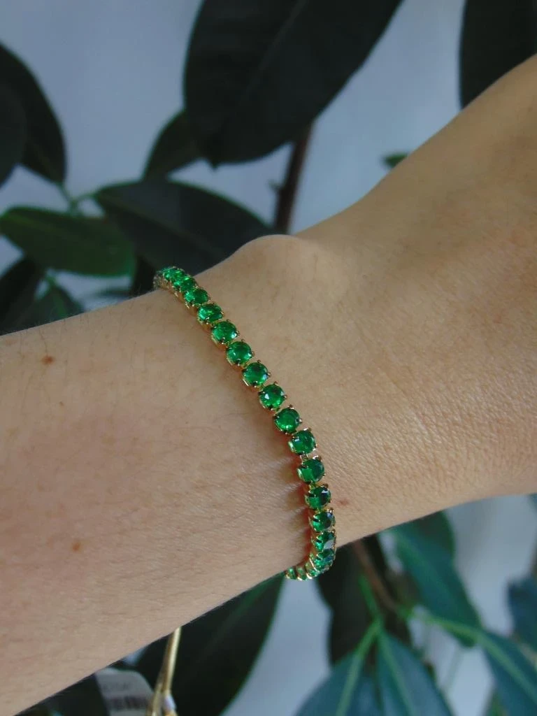 PULSERA RODIO DOR CORBATIN TENNIS VERDE 2