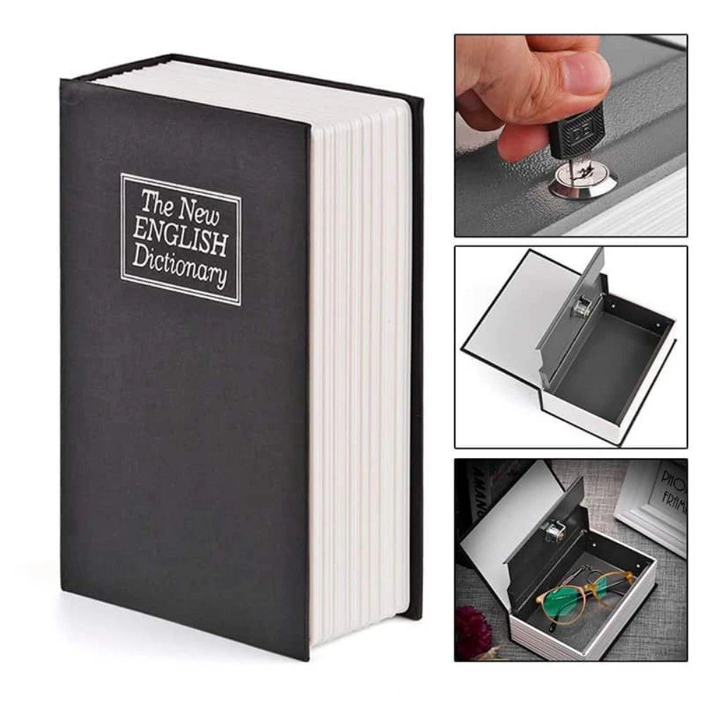 Libro caja fuerte de seguridad con llave 