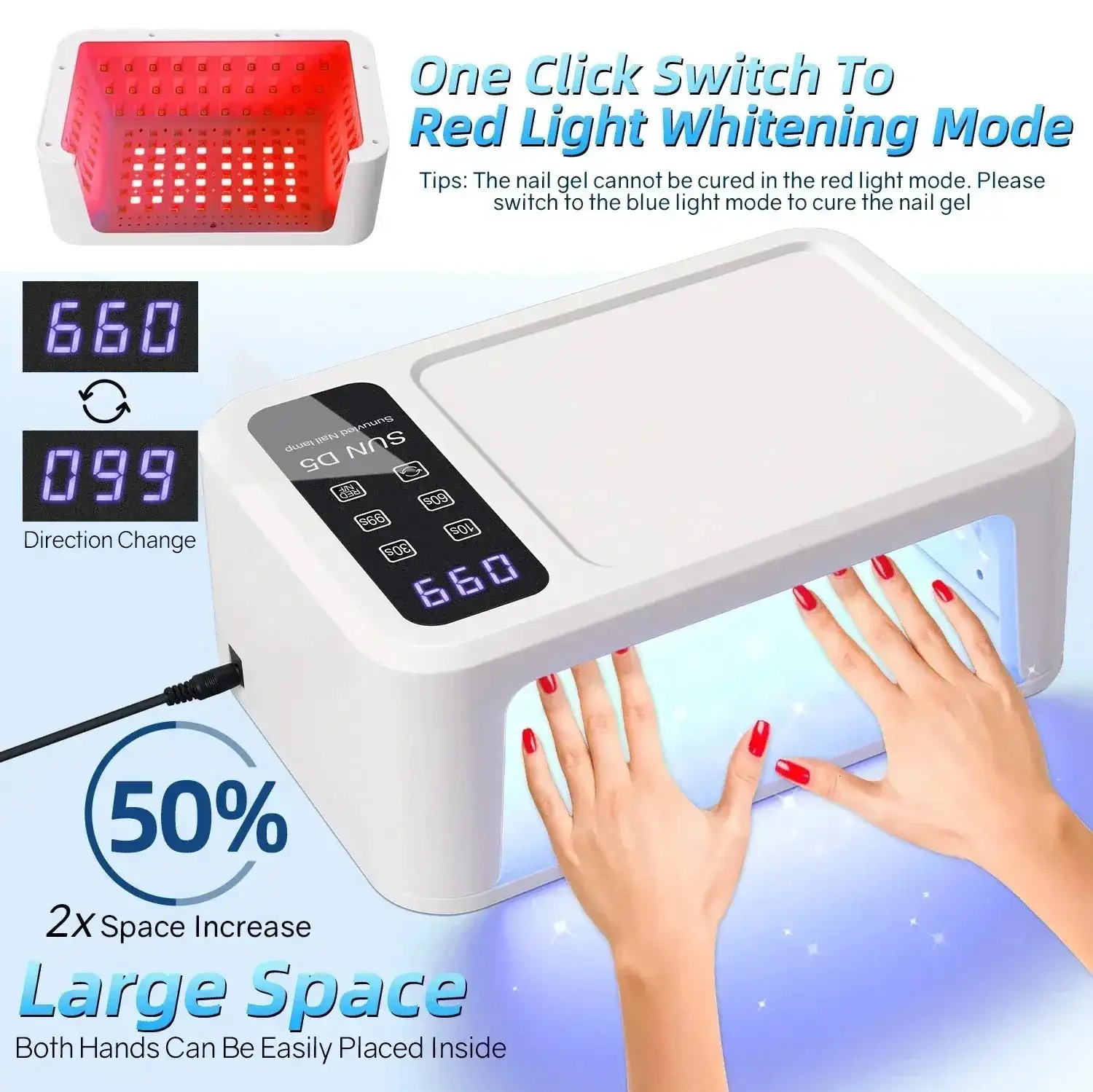 Lampara de uñas profesional con fototerapia D5