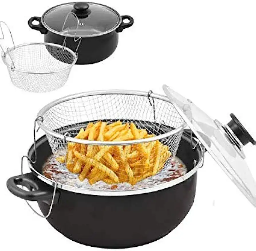 Sartén antiadherente con cesta freidora de cocina 