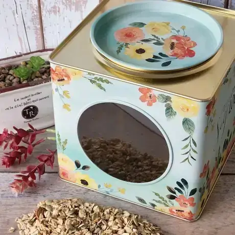 Lata Cookie 17 x 17 - con visor  Lata Cookie. Tapa decorada