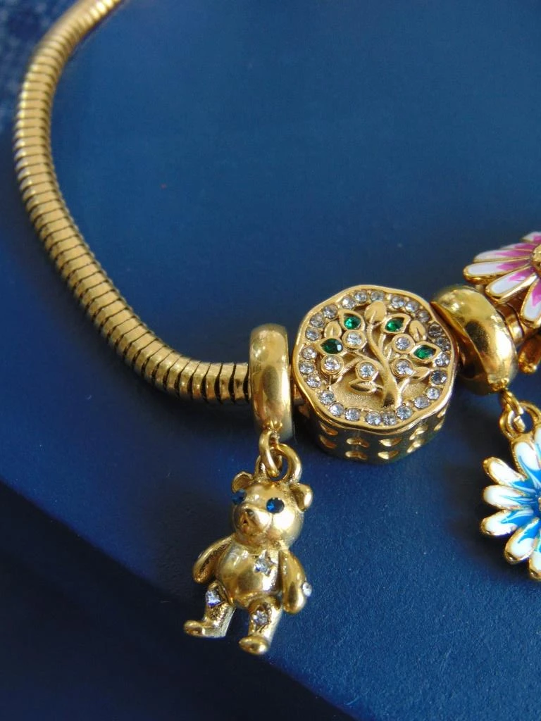 PULSERA ACERO DOR TIPO PANDORA JARDIN 3