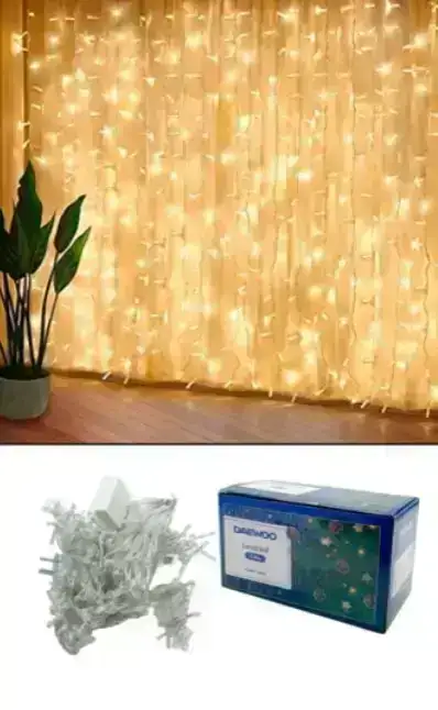 Cortina led DAEWOO 192 luces 3m x 2m 10 secuencias a 220v 3