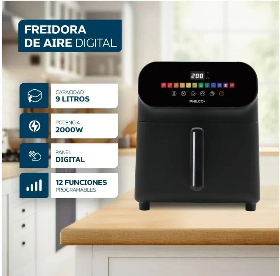 🍟 *FREIDORA DE AIRE PHILCO DIGITAL 9LTS 2000W 