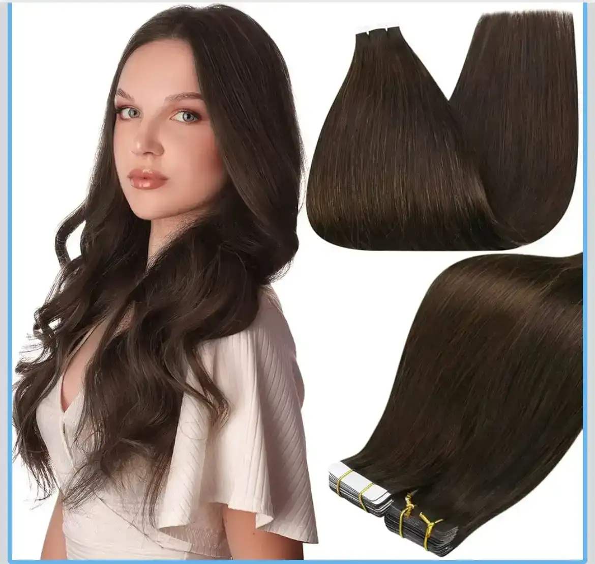 Extensiones con tape cabello humano 20 pulgadas 50g 