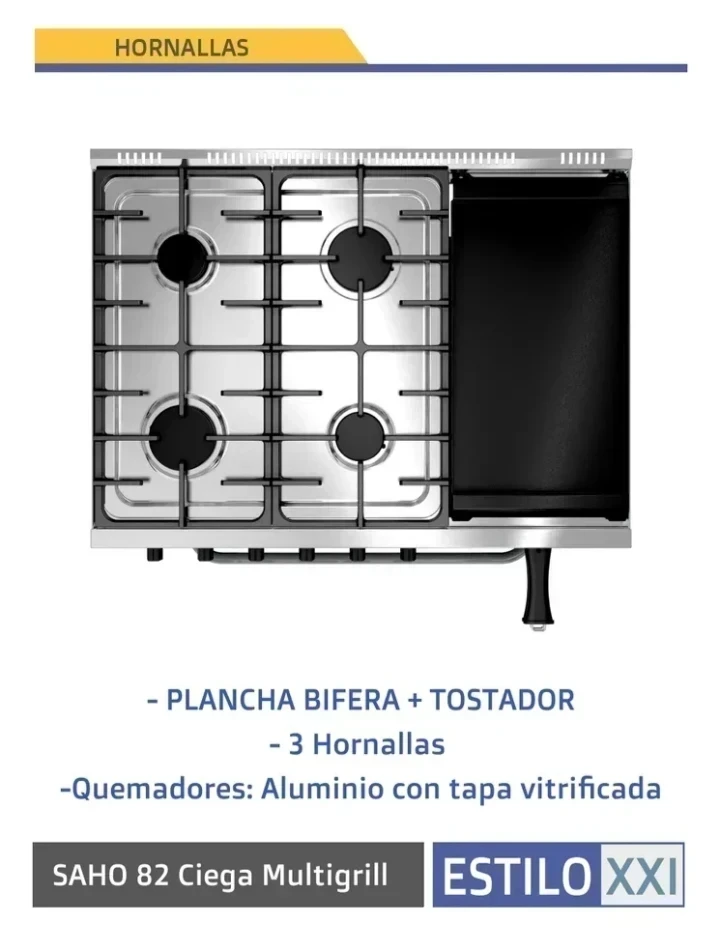 COCINA INDUSTRIAL MORELLI SAHO MULTIGRILL JITAKU 820  2