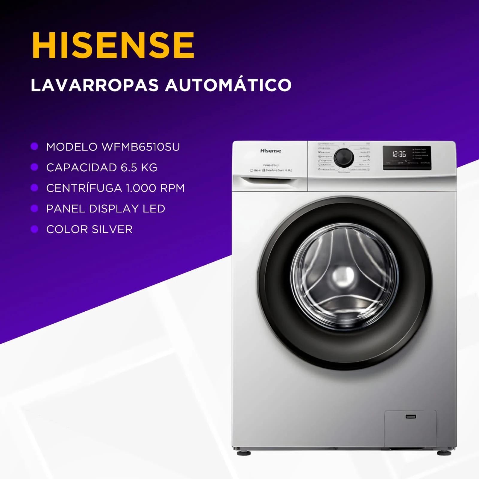 Lavarropas Hisense automático 6.5kg