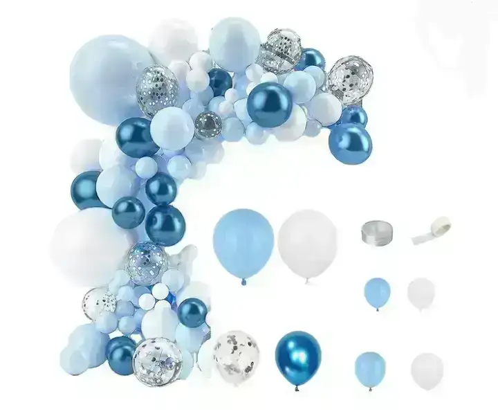 Set guirnalda globos perlado/chrome azul/celeste/blanco 109 pcs 2
