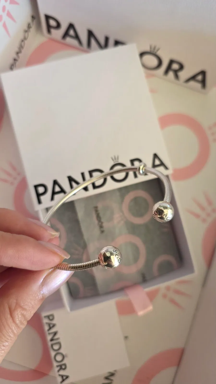 Pandora open bangle silver moments bracelet  4