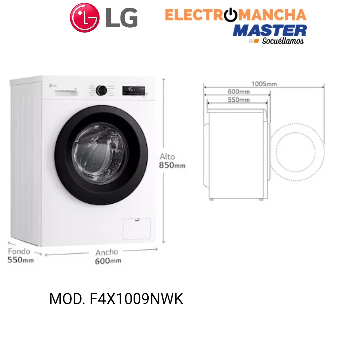 LAVADORA LG F4X1009NWK 9 KILOS 1400 RPM CLASE A  2