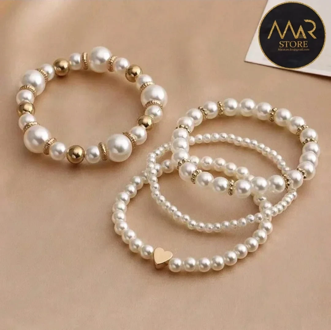 Hermosa set de pulseras de perlas cultivadas 