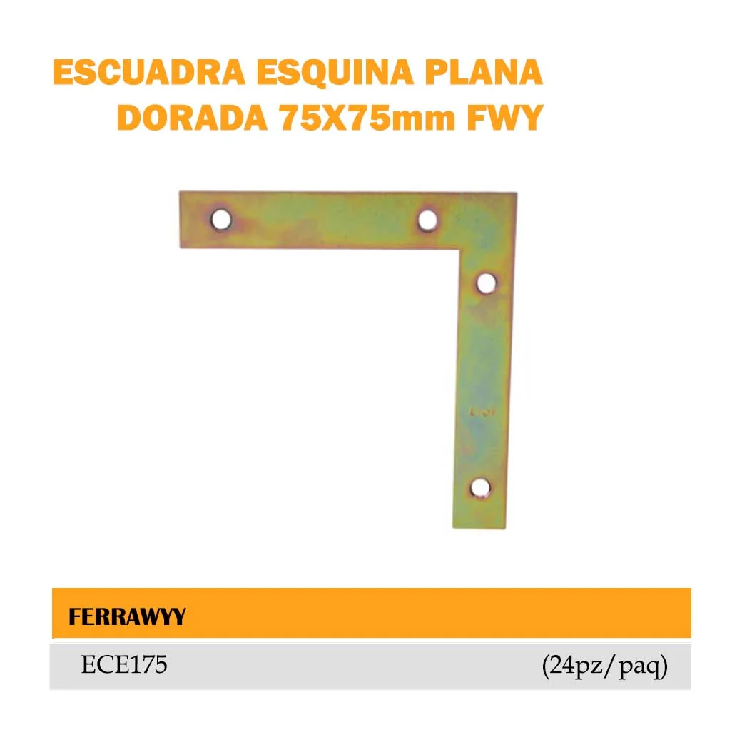 ESCUADRA ESQUINA Plana FWY (paq/24pz) 75x75mm