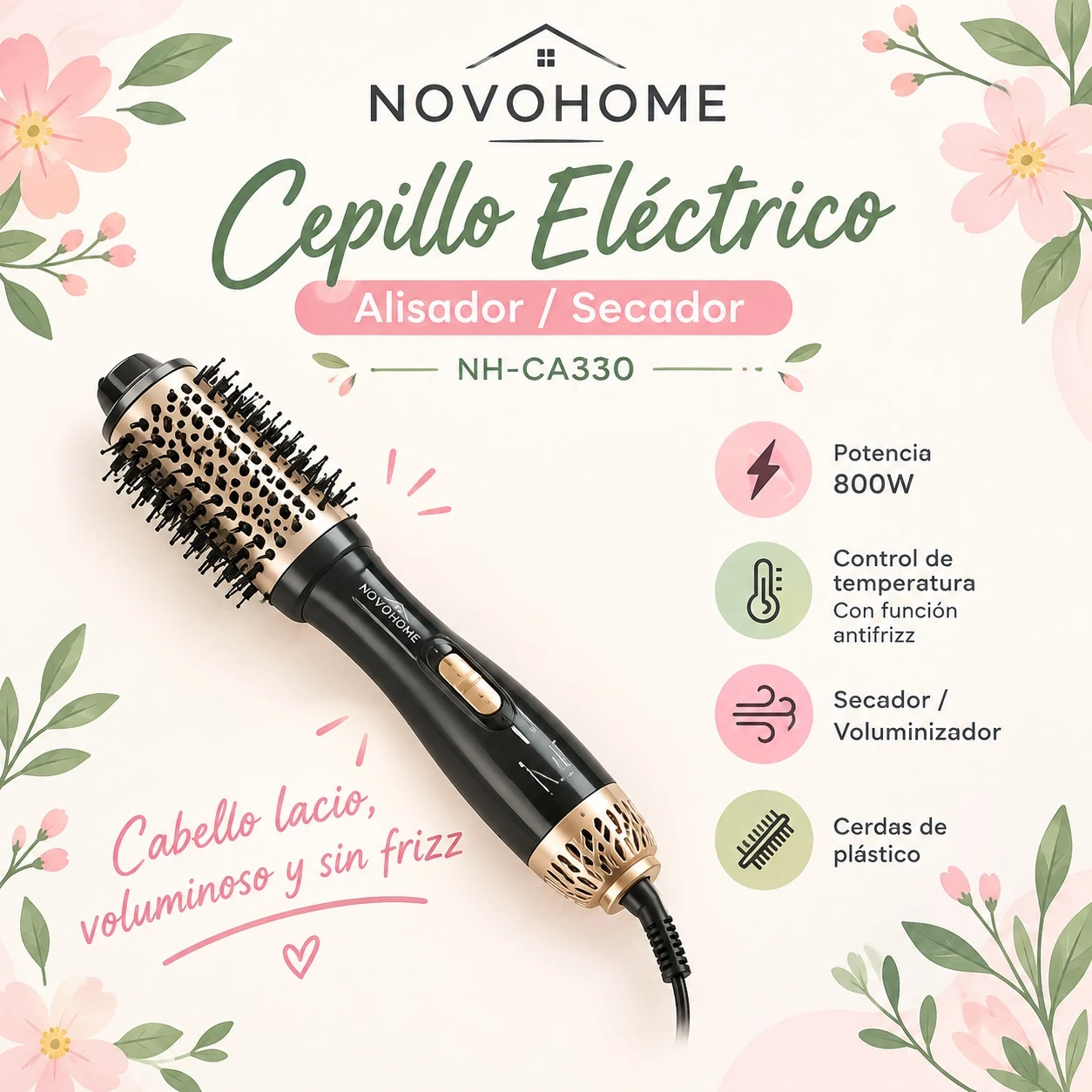 CEPILLO ELECTRICO ALISADOR/SECADOR NOVO HOME NH-CA330