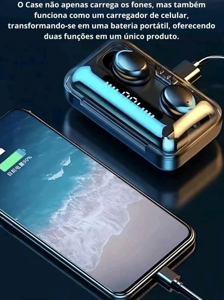  Fone M10 De Ouvido bluetooth 5.1 Sem Fio tws Estéreo Com Pod Carregador Power Bank 3