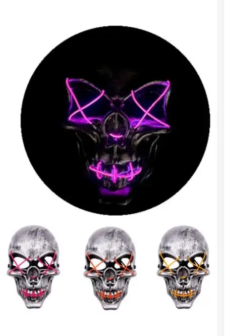 Mascara rigida luminosa hilo led calavera metalizada