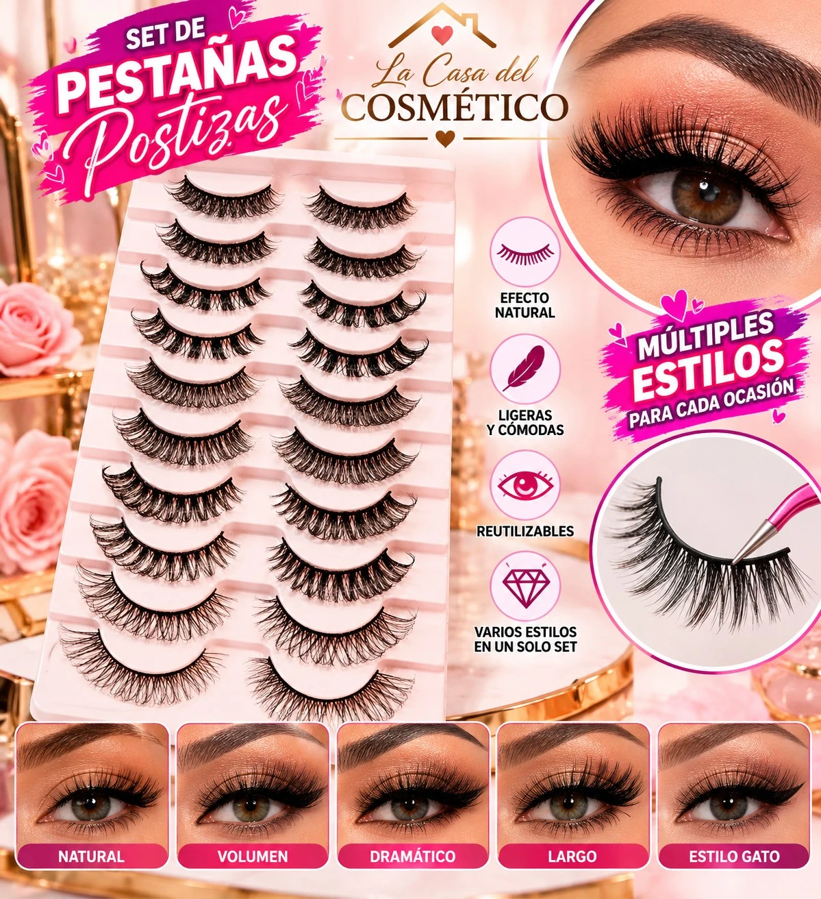 lumera set de pestañas encanto irresistible – coleccion multiefecto x 10 pares