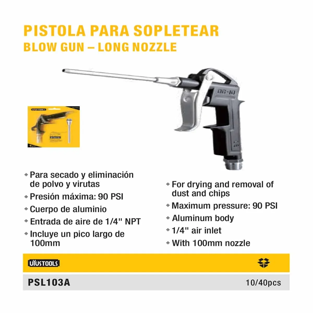 PISTOLA AIRE P/Sopletear UYUST 10-90 PSI