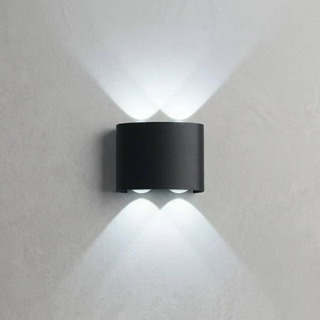 APLIQUE PARED LED DECO NEGRO IP65 PC 4X2W 6500K 