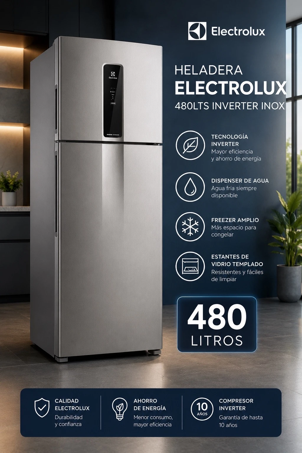 HELADERA ELECTROLUX 480L IT70S INVERTER EFFICIENT INOX ‼️SOLO POR PEDIDOS ‼️ 